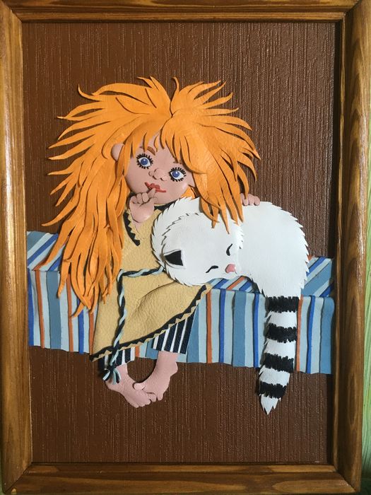 Картина из кожи "Домовенок"