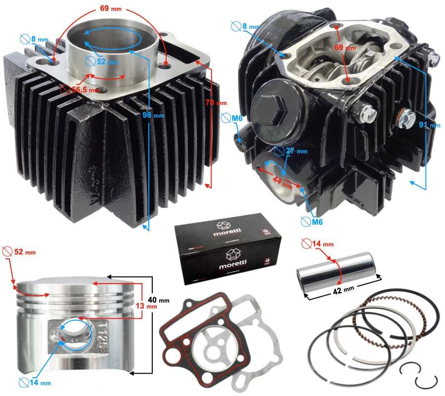 Cylinder i głowica do silnika 125 4T BTS Moretti 154FMI 152FMI WYSYŁKA