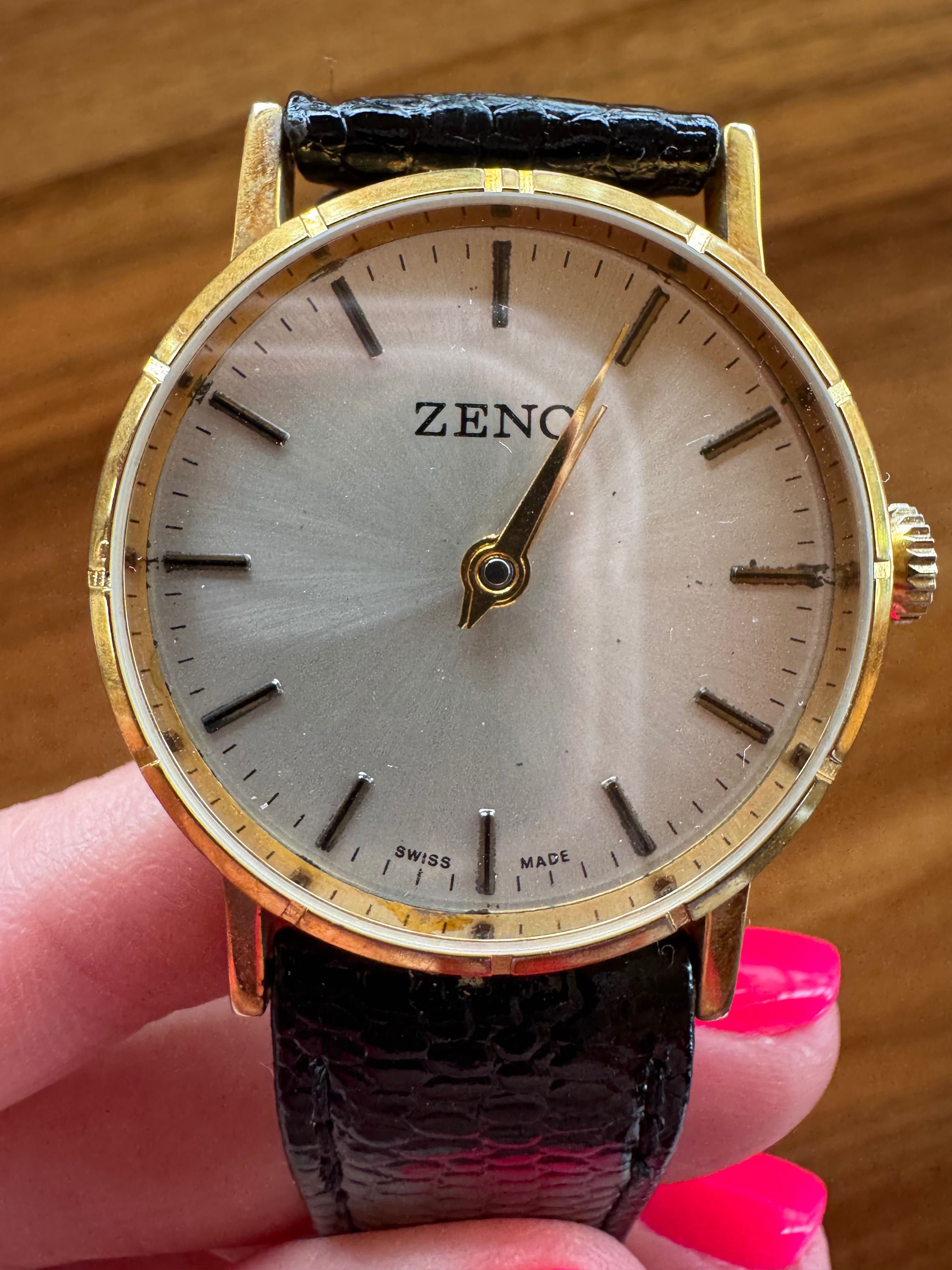 Zegarek męski szwajcarski Zeno New Old Stock pozłacany