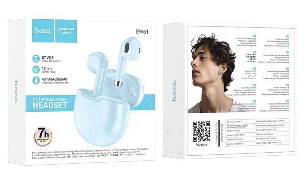 Słuchawki Bluetooth Hoco TWS EW61 kolor: niebieski