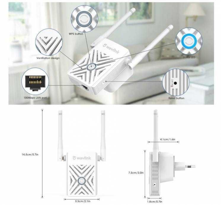 Ретранслятор Репитер Роутер Wavlink White WL-WN578W2 WiFi повторитель