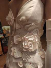 Вінтажне весільне плаття ( спідниця, корсет), рукавички, аксесуари