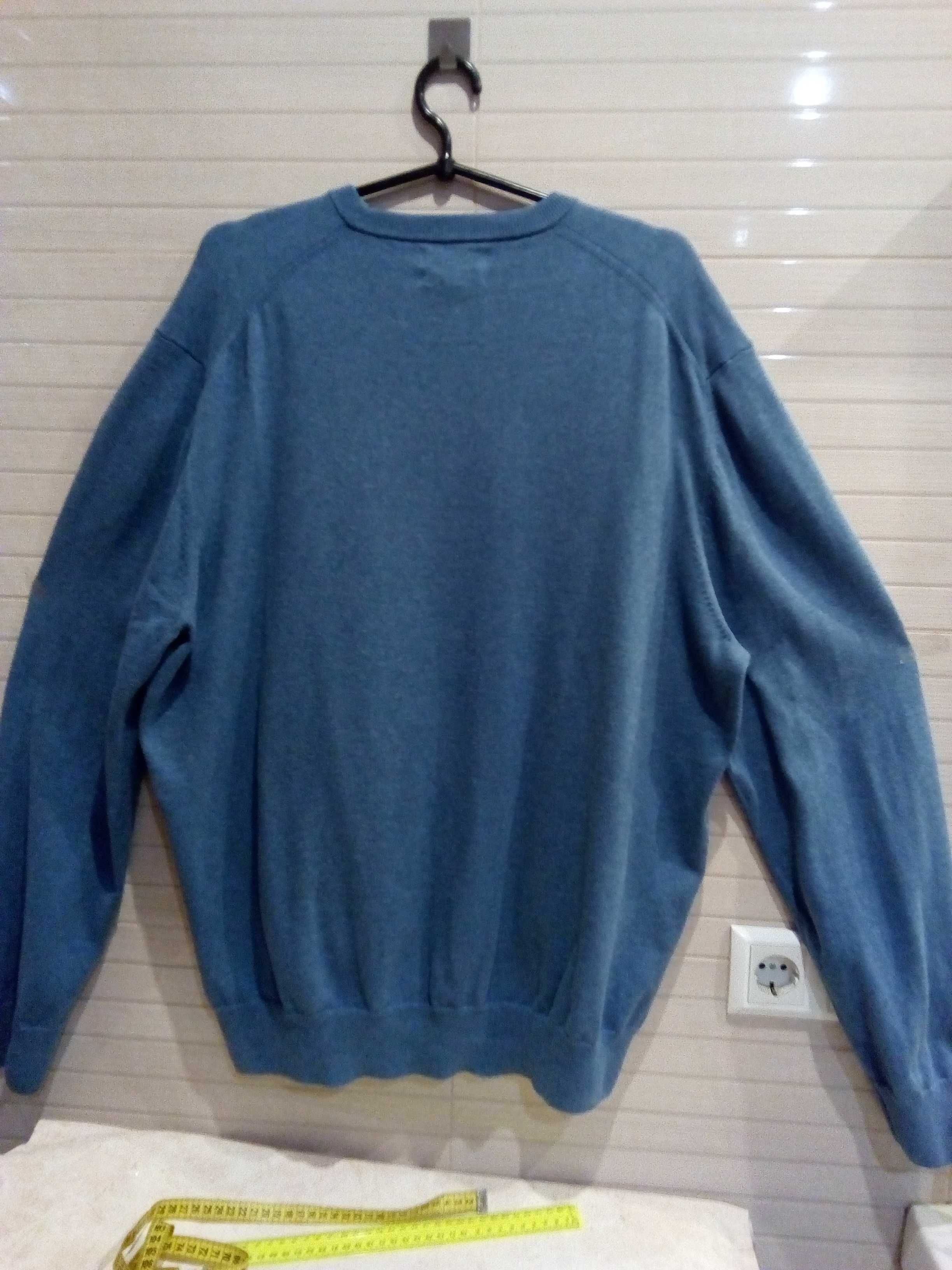 Пуловер блакитний 100% бавовна теплий m&s унісекс