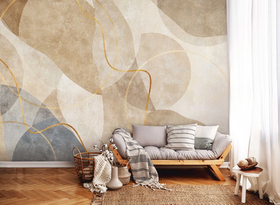 Fototapeta Beż Kształty Glamour 3D Na Twój Własny Rozmiar + KLEJ