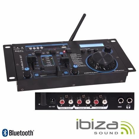 Mesa de Mistura 19″ 2 Canais USB Bluetooth Preta– IBIZA