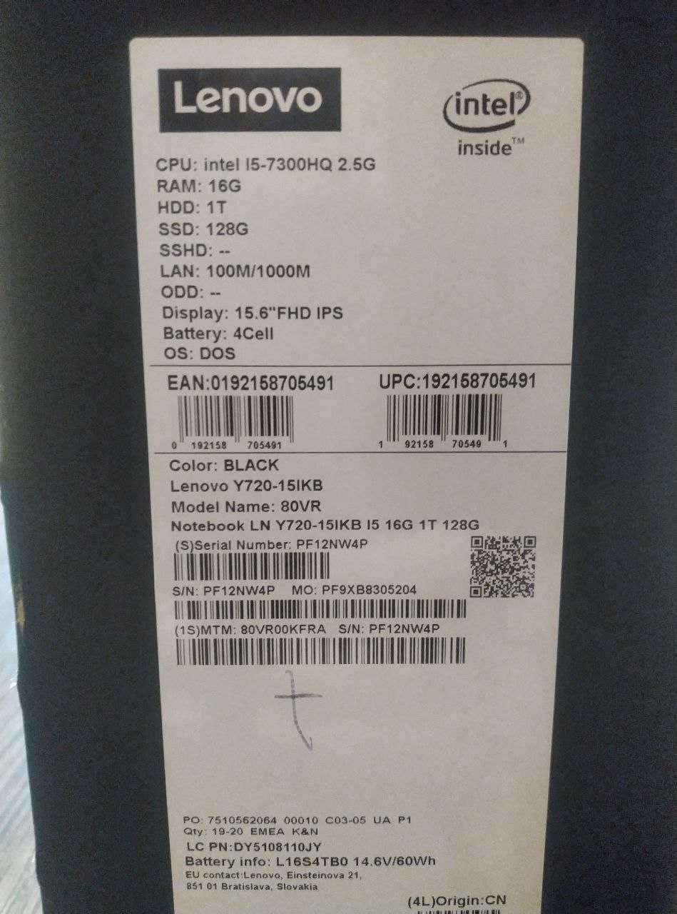 Ноутбук Lenovo Y720-15IKB