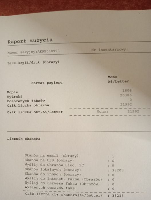 Urządzenie wielofunkcyjne drukarka skaner OKI ES4192