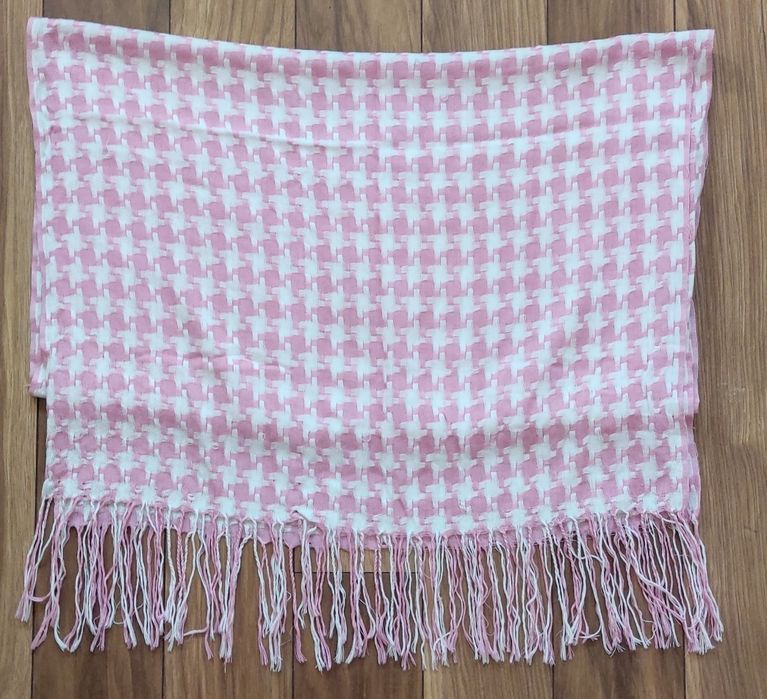 Szalik biało-różowy miękki miły szeroki