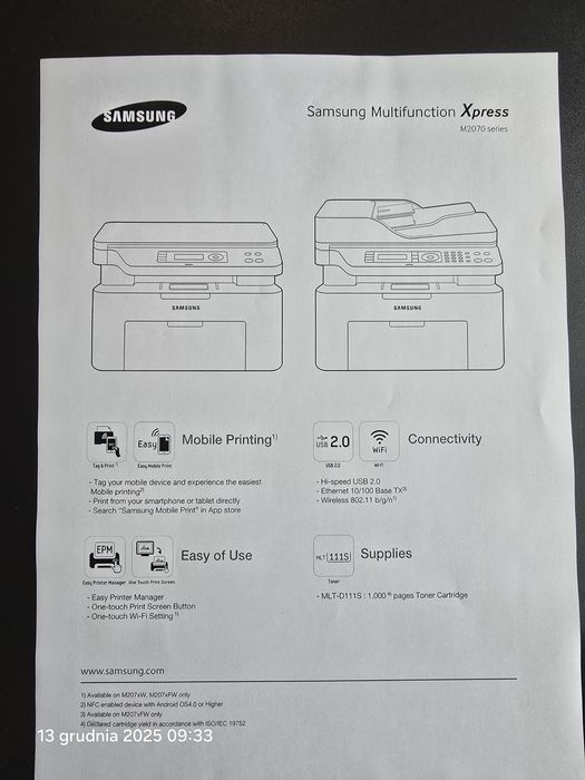 Drukarka laserowa Samsung M2070