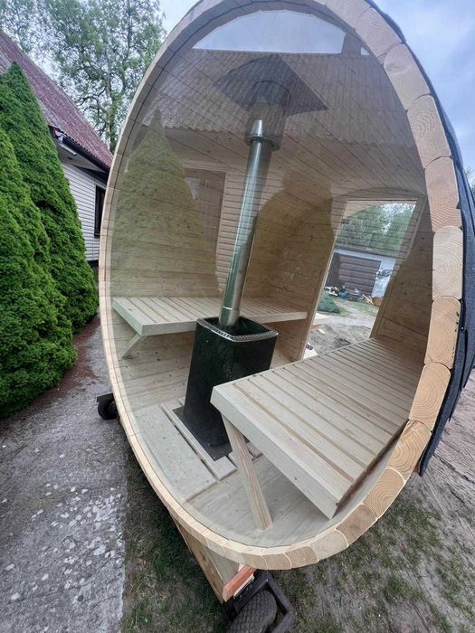 Sauna Ogrodowa Beczka - Szklane koło! 3m