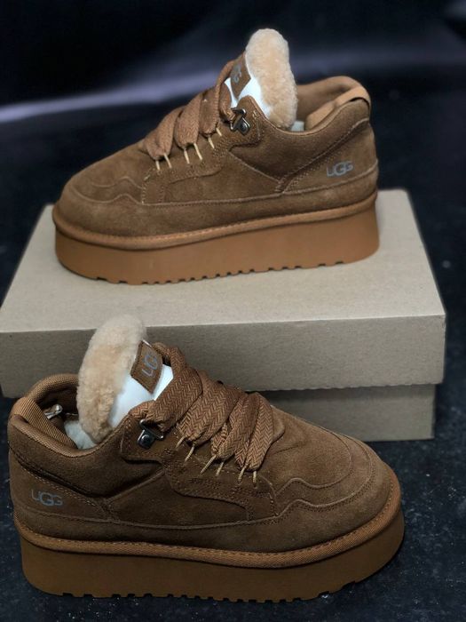 Зимові жіночі кросівки на хутрі UGG lowmel натуральний замш
