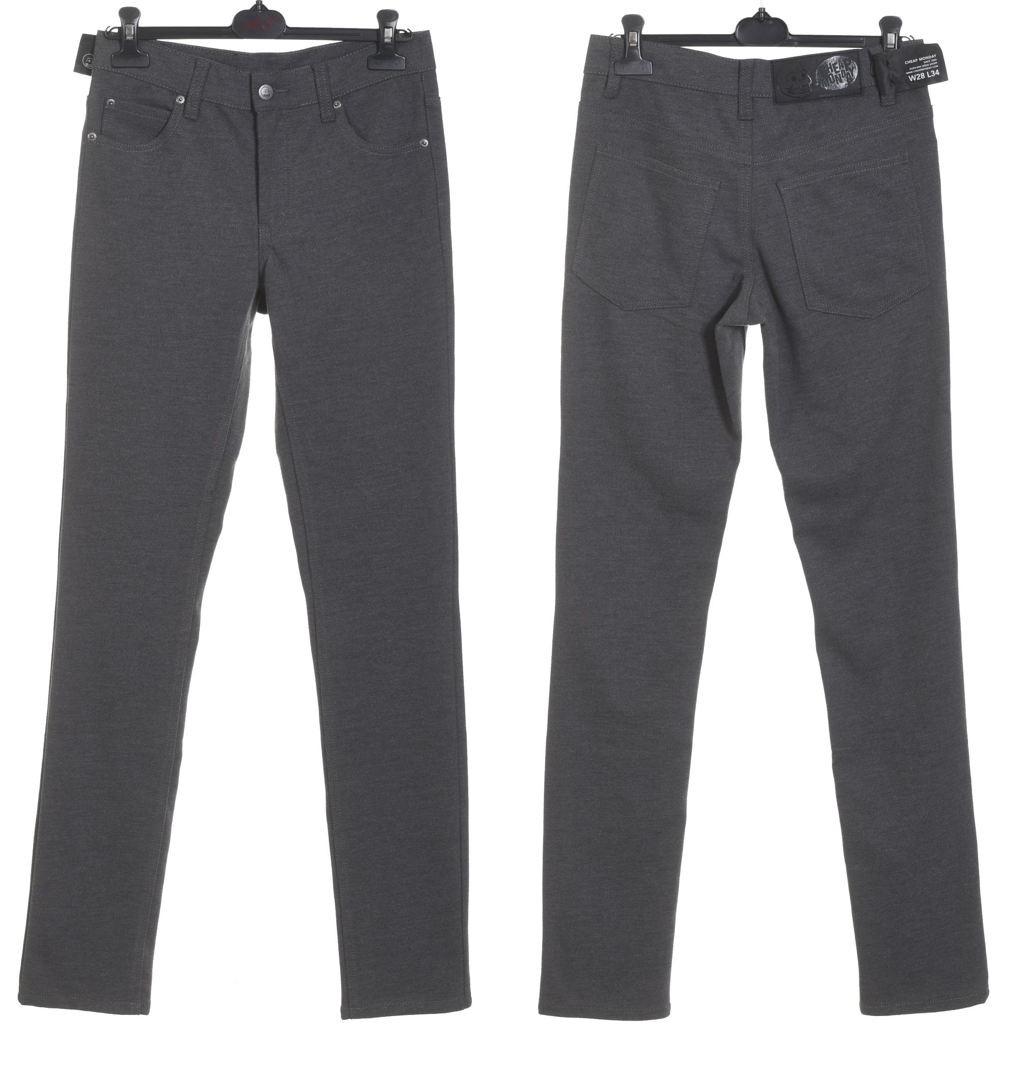 CHEAP MONDAY szare spodnie męskie ze streczu rurki W28 L34