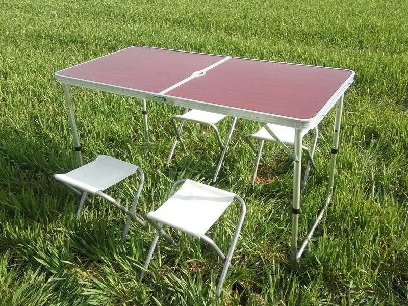 Розкладний стіл+ 4 стільці для пікніка,стол-чемодан,алюмінієвий, новий