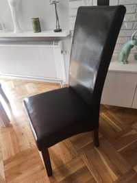 Krzesło krzesła 6 sztuk  skórzane czarne drewniane