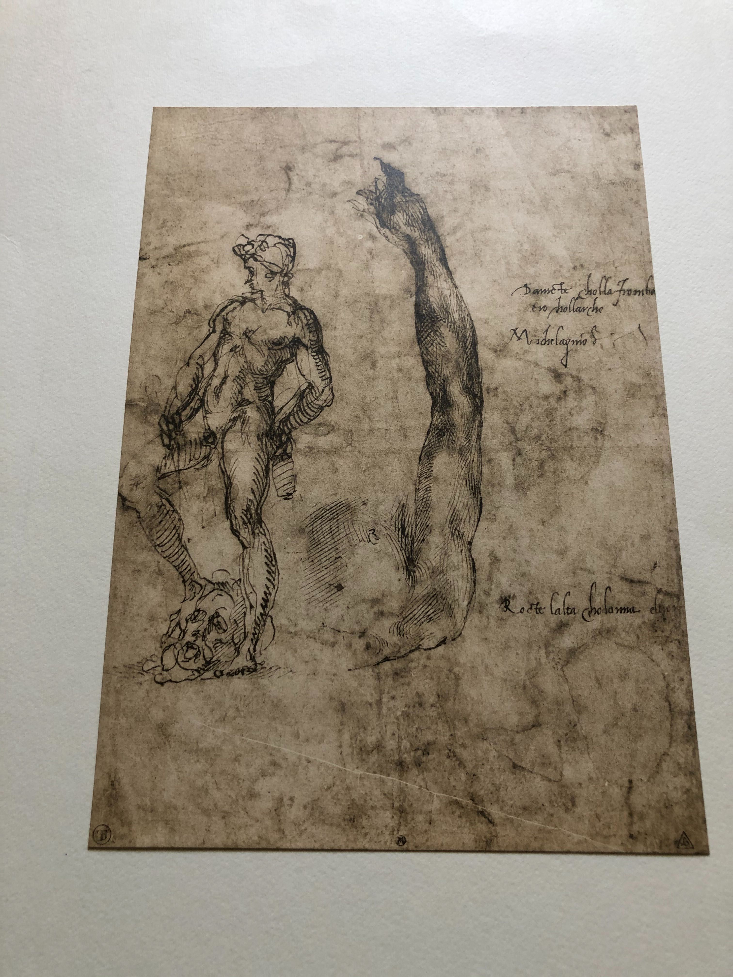 Gravura com esboço para David de Michelangelo