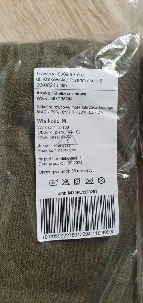 Bielizna zimowa wzór 507T/MON r. M