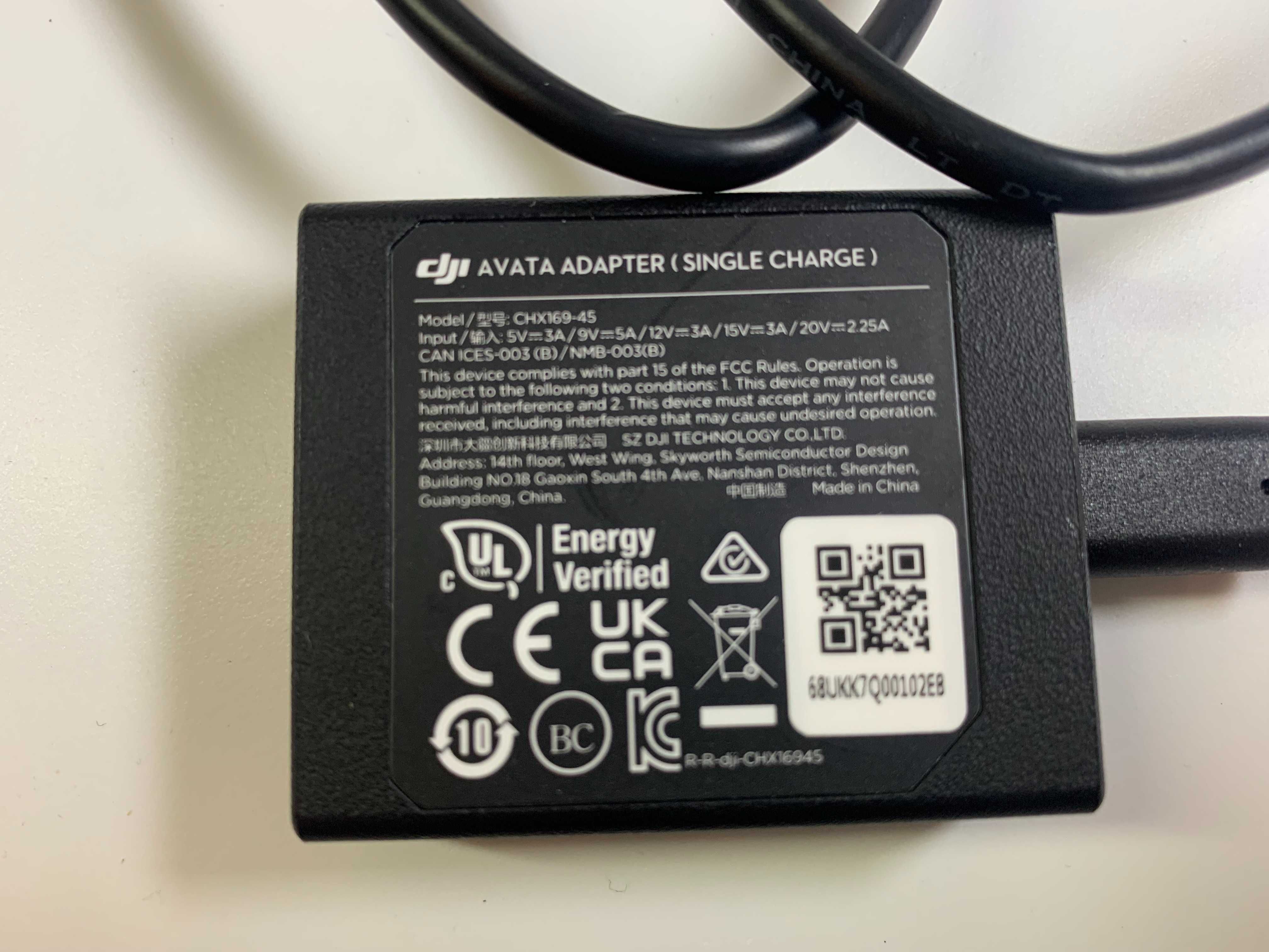 DJI gogle V2 Avata adapter zasilacz single charge CHX169-45