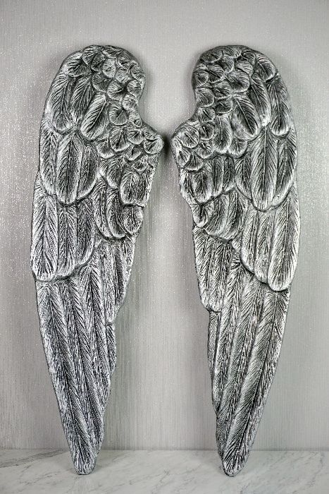 Skrzydła anioła dekoracja ścienna XL srebrne