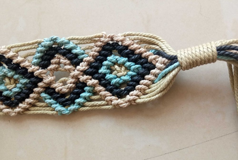 Pasek pleciony sznurek boho vintage  obwód 82 cm szer 6 cm