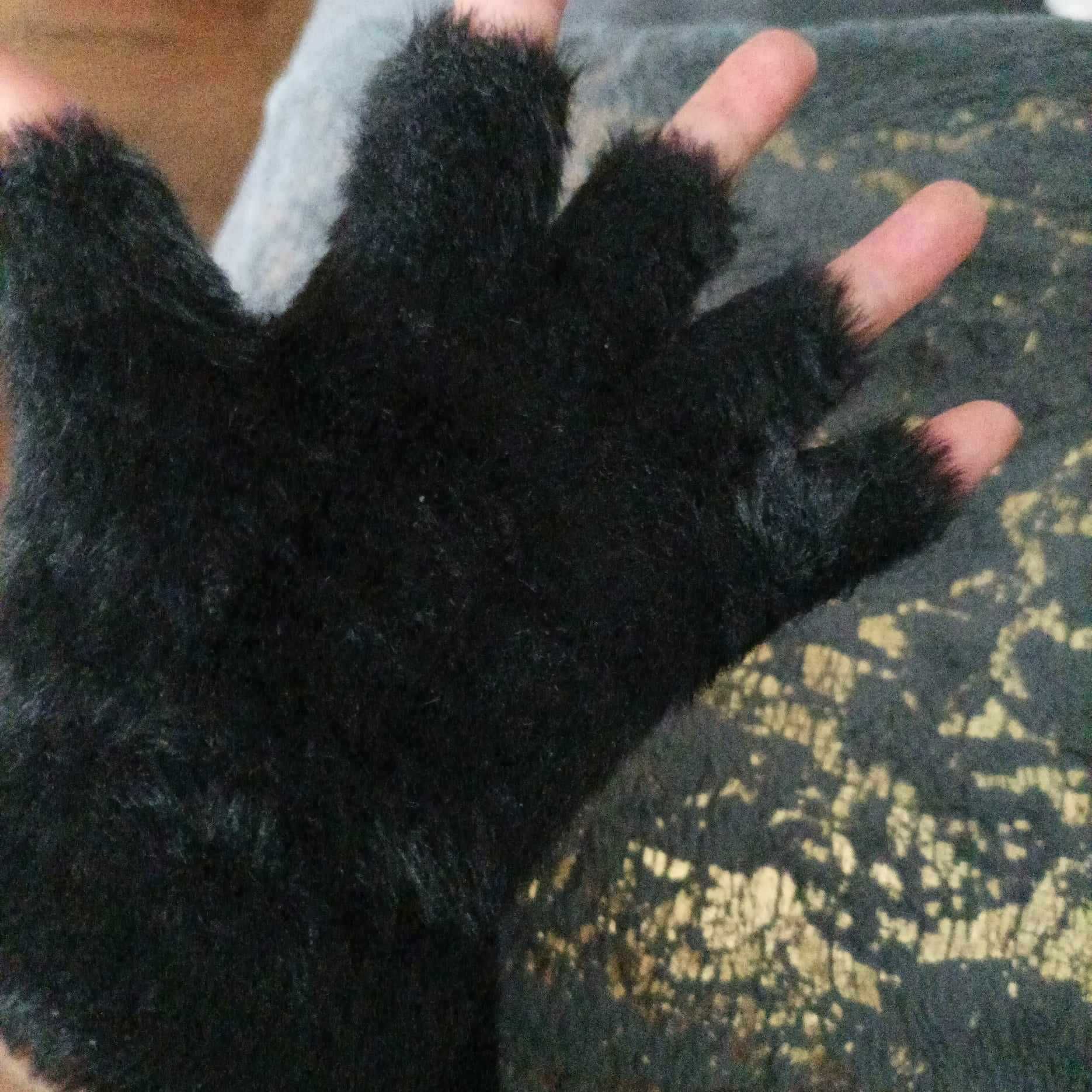 Rękawiczki alpaka damskie czarne, bez palców.
