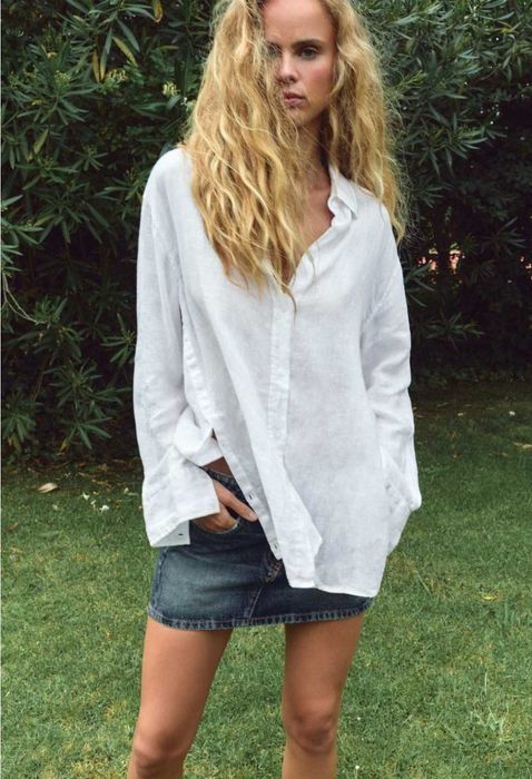 Костюм zara XS-S-M-L-XL штаны брюки рубашка лён льон