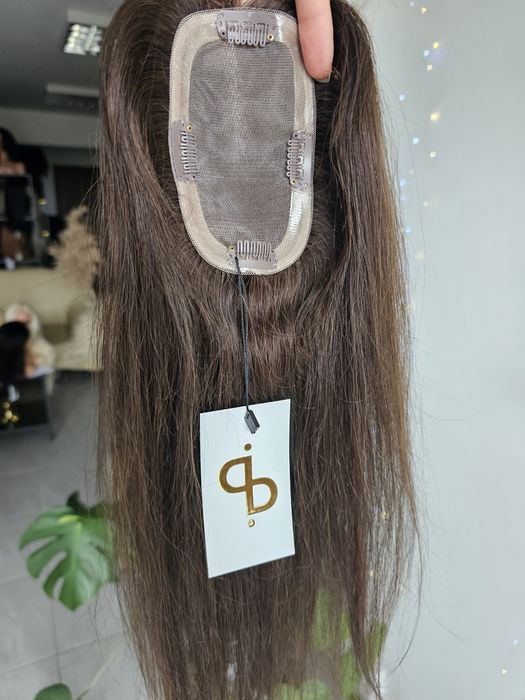 Mini topper mono baza Lucy włosy naturalne brąz 50 cm