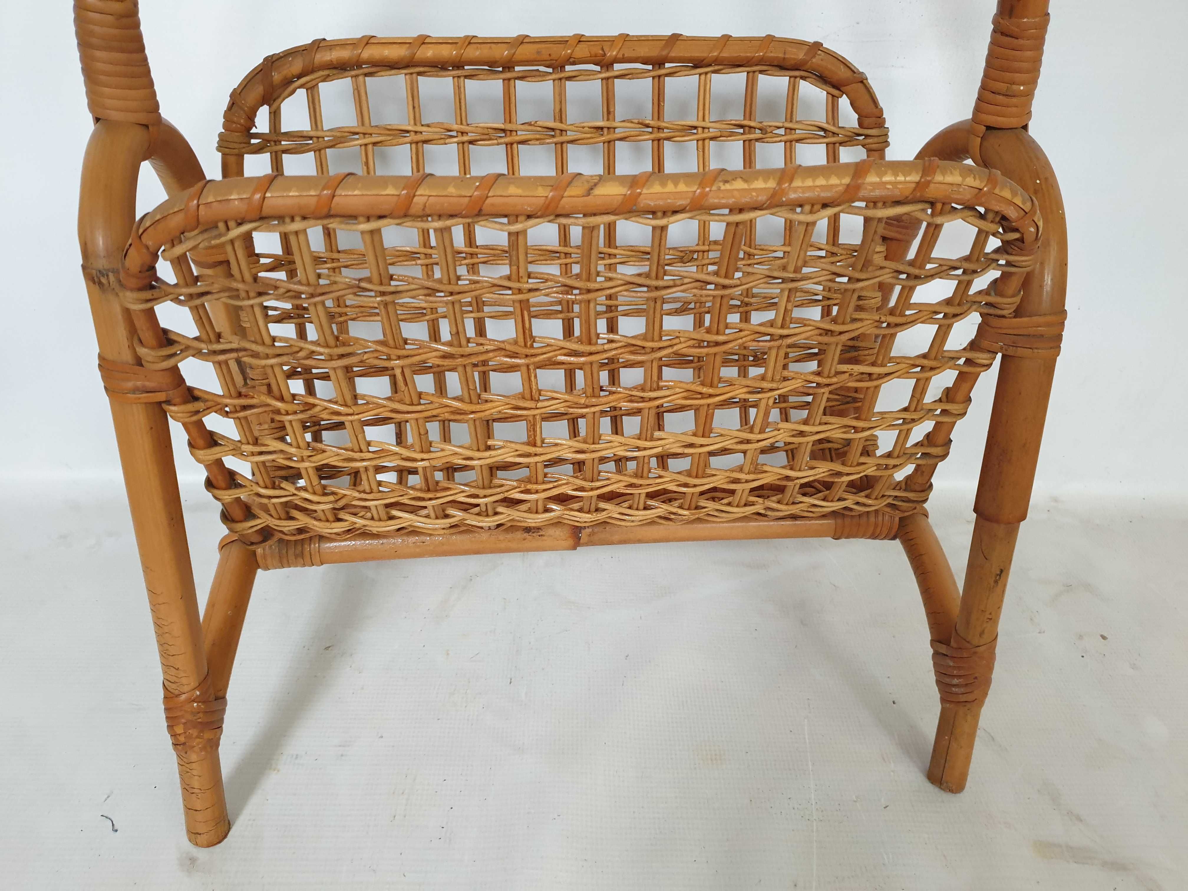 gazetnik kosz bambusowy vintage masywny
