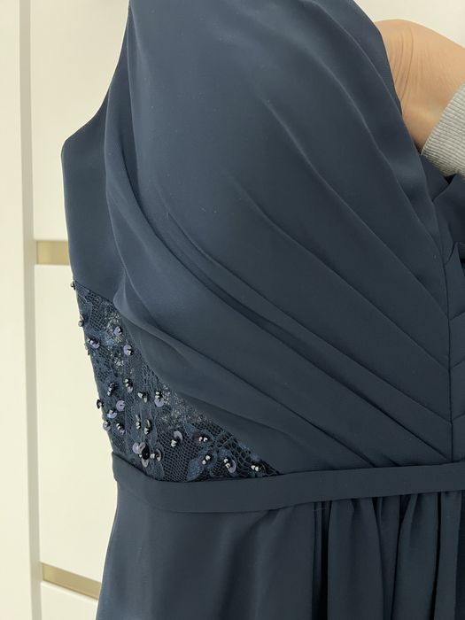 Długa elegancka sukienka ciemna granatowa XXXL 46. De negocjacji