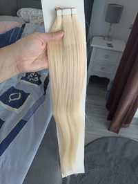 Włosy tape on słowiańskie naturalne 53cm 53gr kolor jasny blond