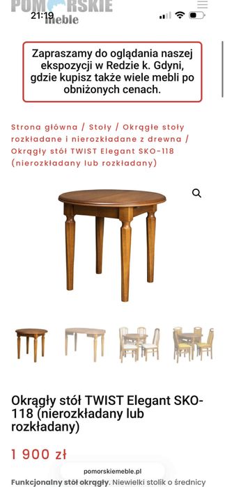 Stół rozkładany okrągły, ciemny orzech