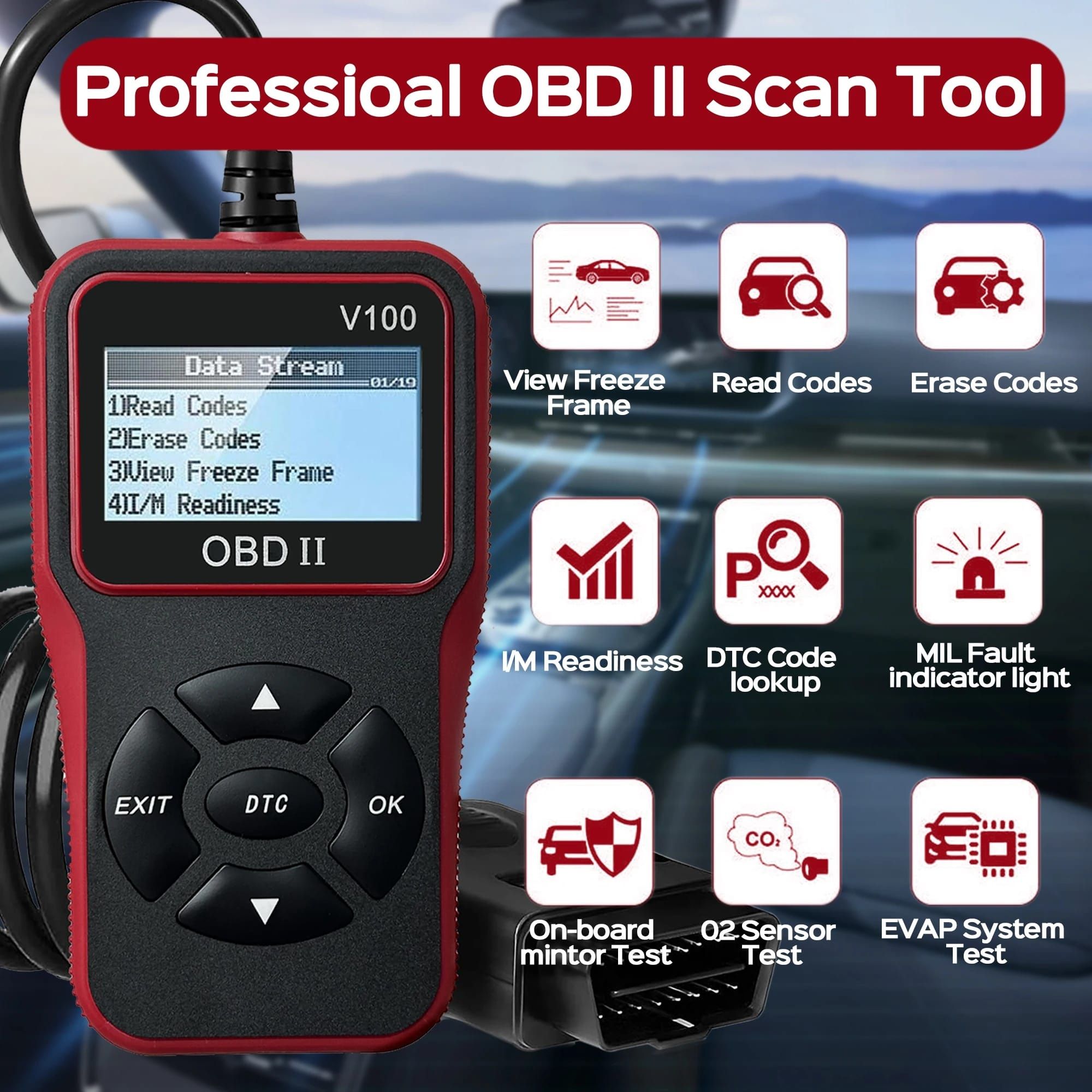 Skaner diagnostyczny  kasownik błędów OBD2 V100