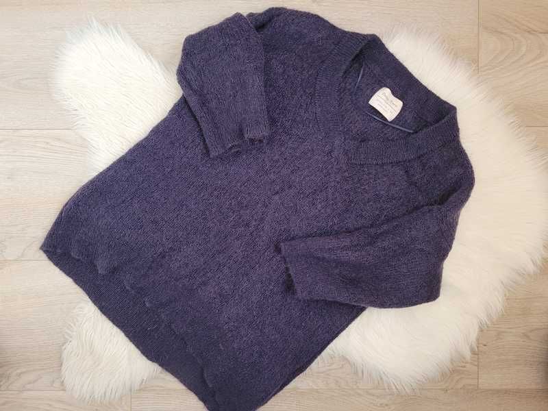 Granatowy sweter / pulower z moherem i wełną, Part Two, L (40)