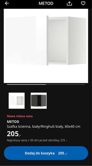 Szafka ścienna Ikea Metod 60x40 front Ringhult