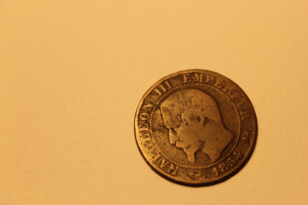 Moneta Francja 5 centymów 1854 D