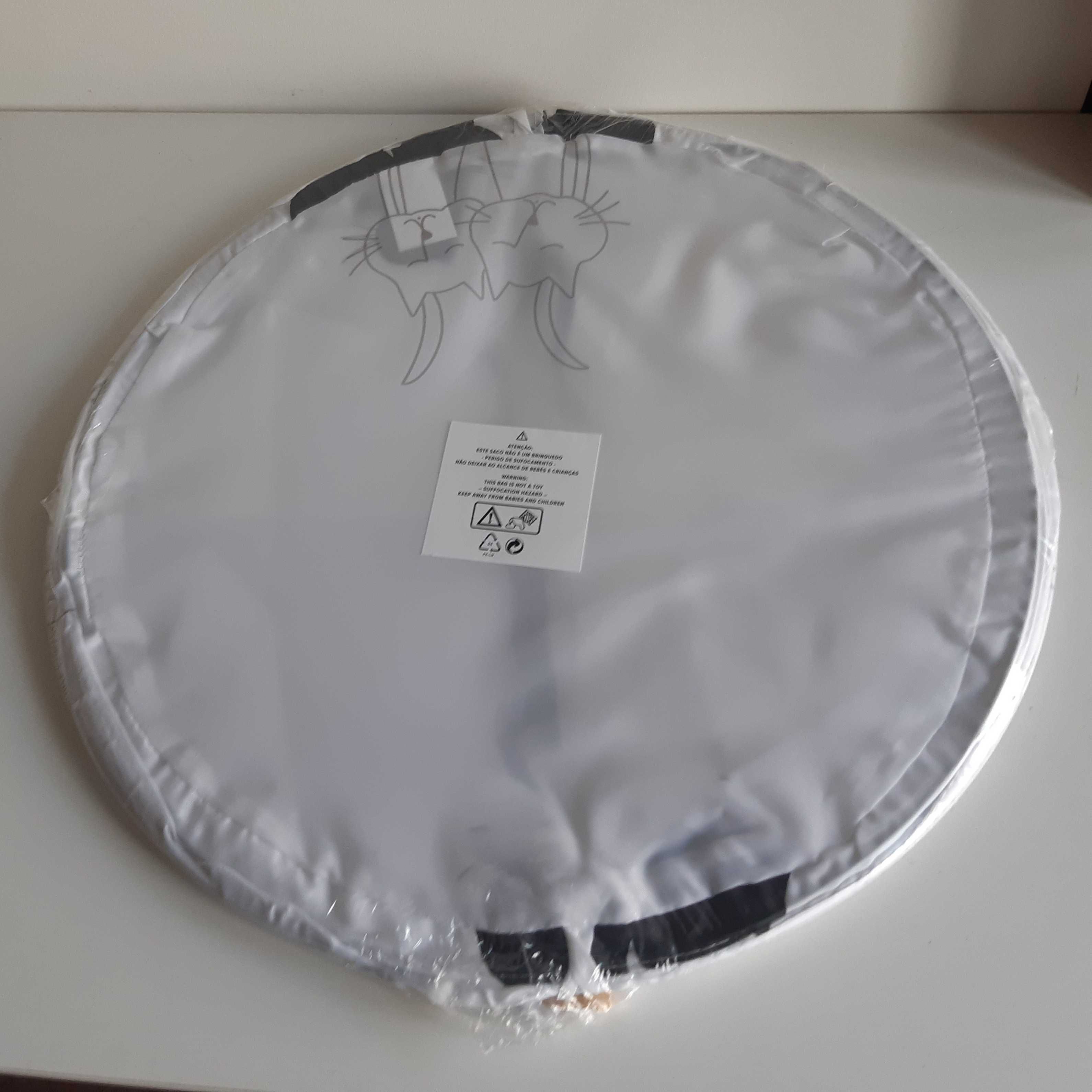 Cesto p/ Roupa Cilíndrico Novo 43x54cm Branco Gatos Pretos