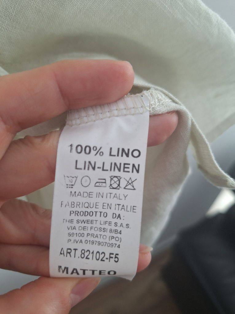 PuroLino Italy Moda komplet 100% len koszula i szorty