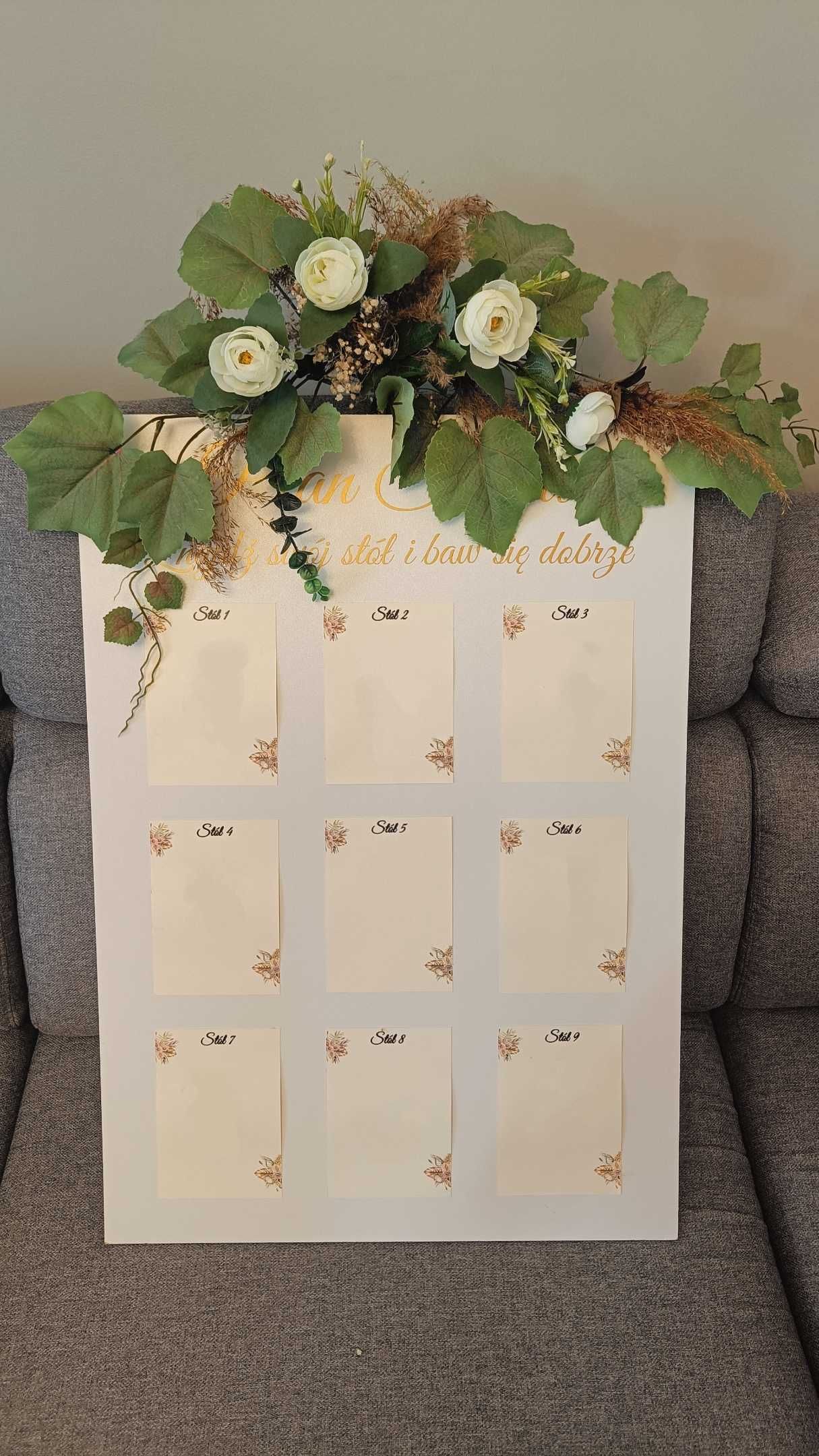 Plan stołów na wesele, przyjęcie, imprezę + dekoracja z kwiatów