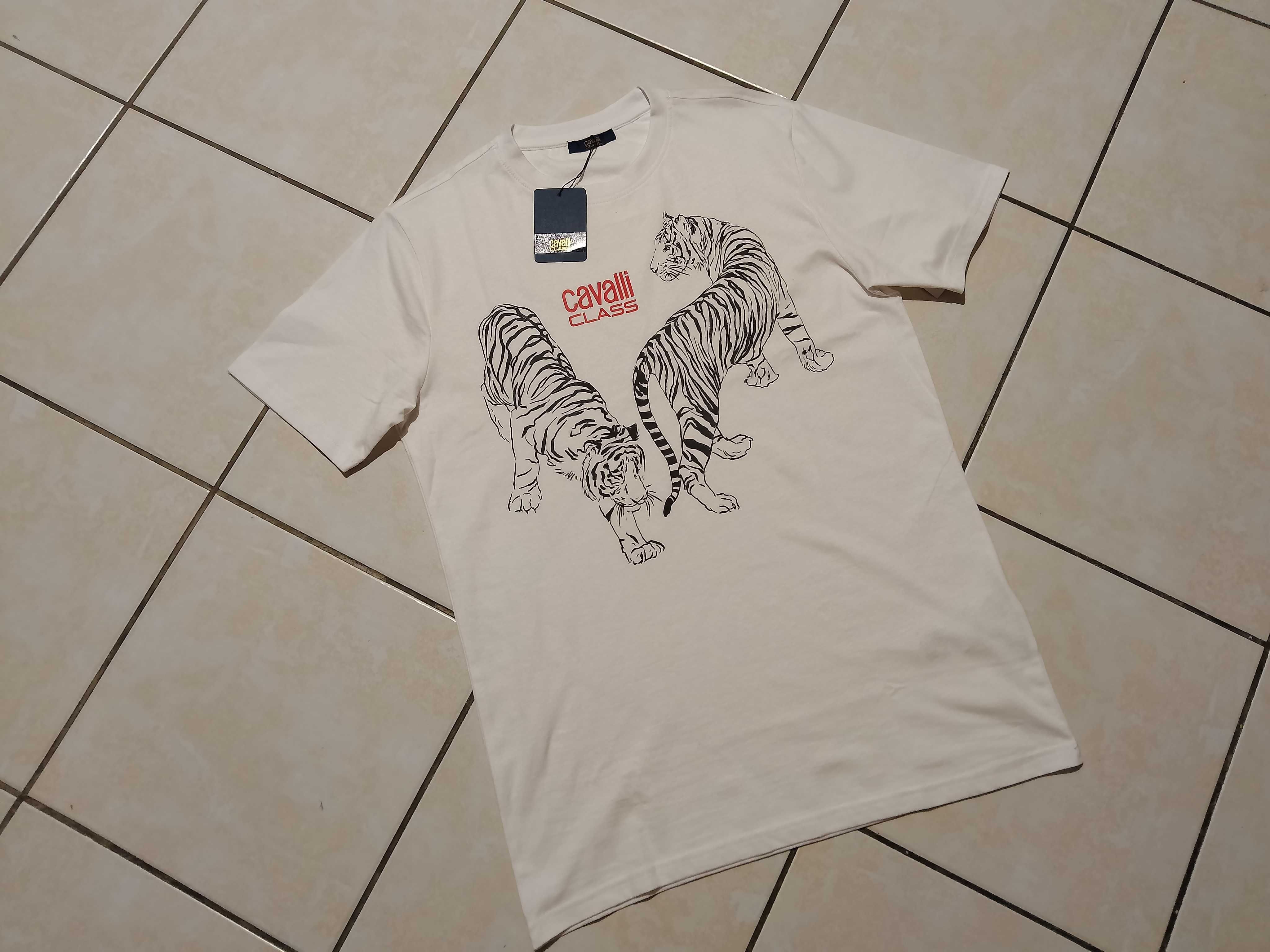 CAVALLI - NOWA! z LOGO i Metkami Koszulka Męska rozmiar M