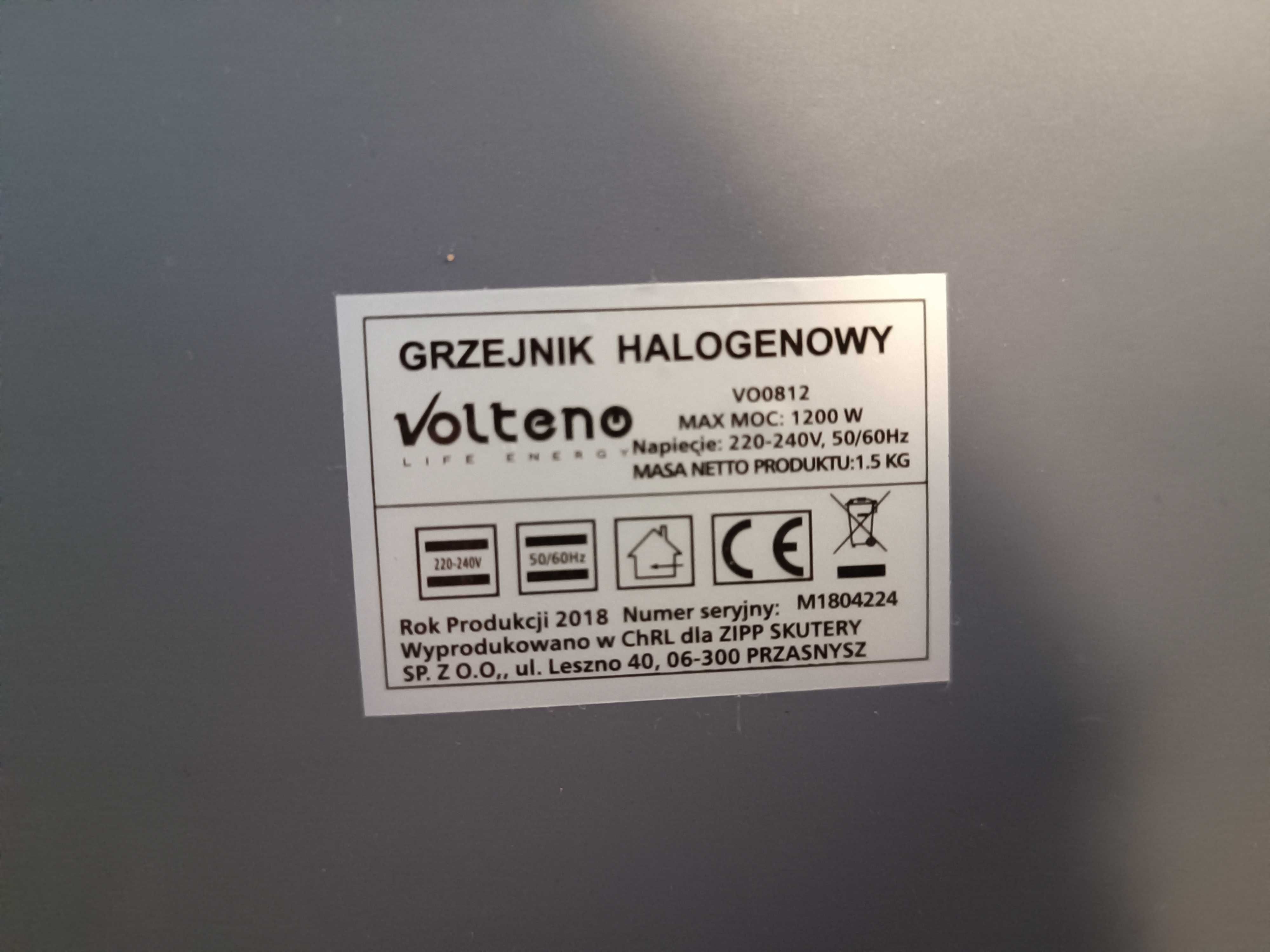 Grzejnik halogenowy z oscylacją VOLTENO 1200W