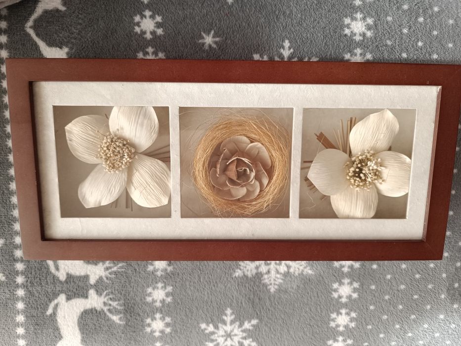 Obraz z suszonymi kwiatami.