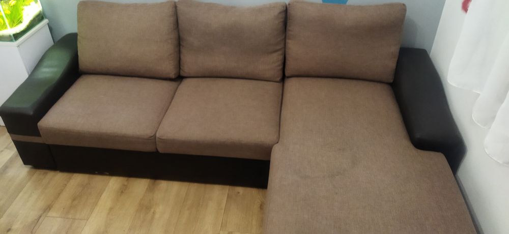 Rogówka narożnik, łóżko z pojemnikiem na pościel