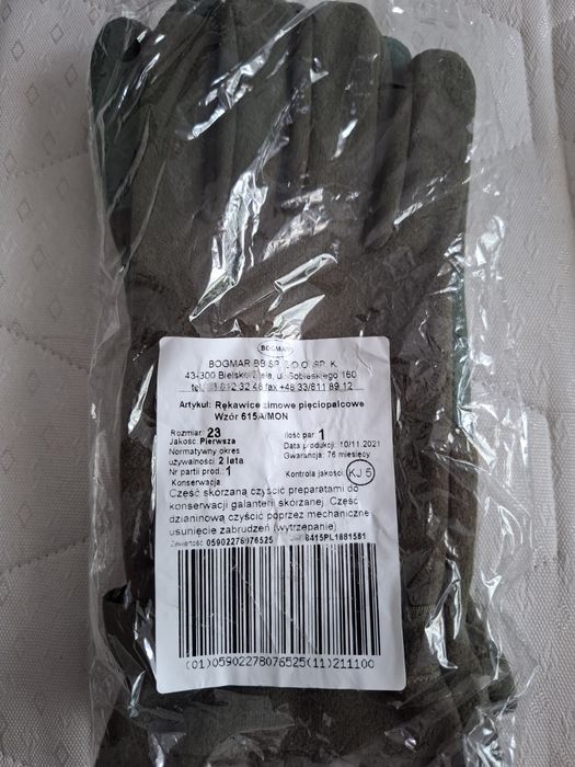 Rękawiczki polarowe wojskowe zielone WP roz. 23 nowe.