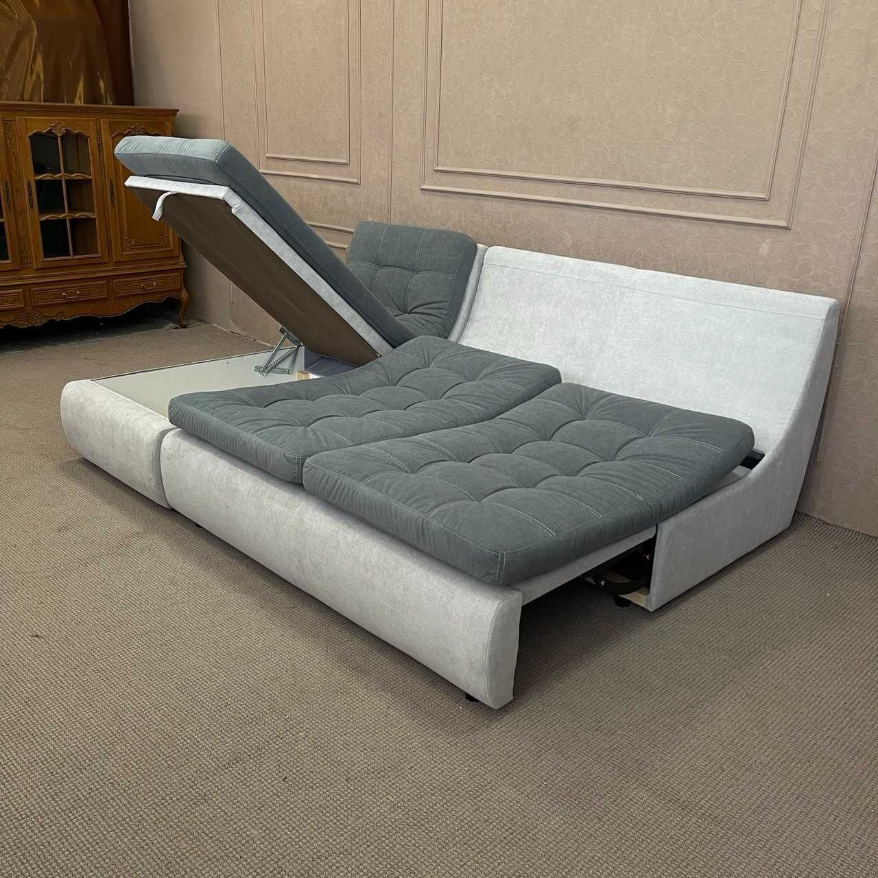 Розкладний диван з нішею в тканині купити