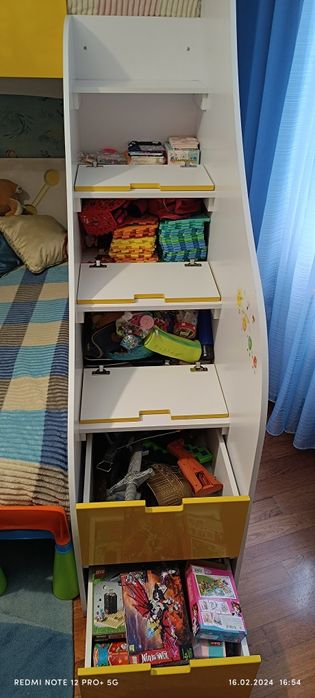 Другий ярус, сходи-шухляди і ліжко з матрасом 90х190, ортопедичним