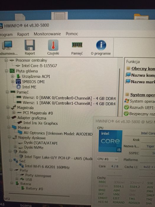 Okazja! Laptop MSI Modern 15 B11M i5 / 8GB / 1TB SSD / WIN 11 PRO