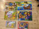 4 szt puzzle 20,24,45 szt.  Kubuś Puchatek Dinozaury Piraci Tomek