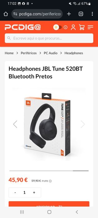 Headphones JBL 520 BT Novos na Caixa .