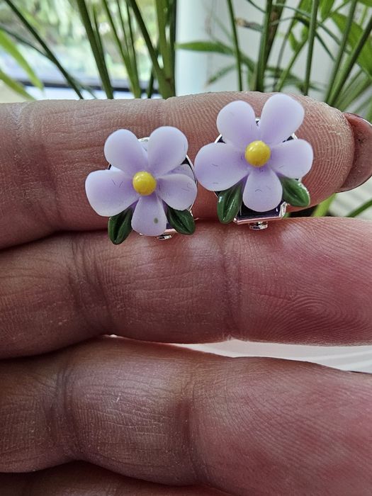 Klipsy dla dziewczynki kwiatuszki handmade