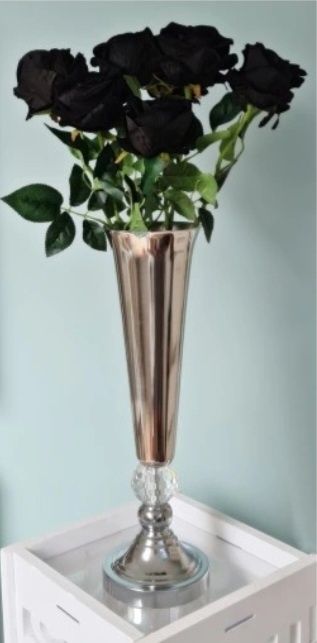 Srebrny wazon metalowy wys 46 cm Glamour