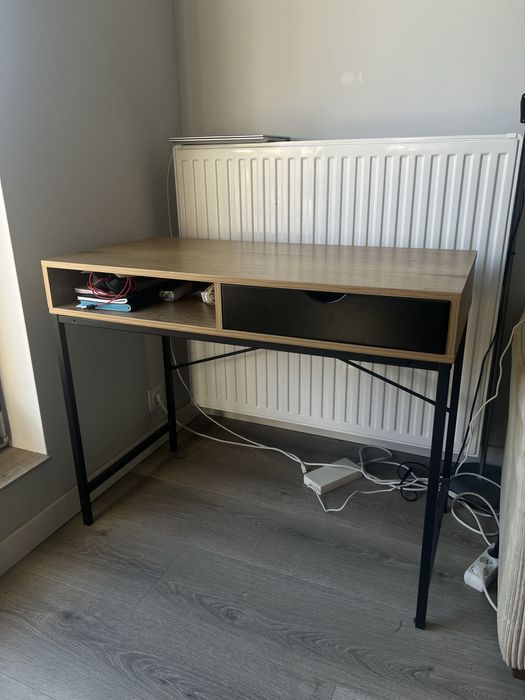 Biurko TRAPPEDAL 48x95 1 szuflada kolor ciepły dąb/czarny
